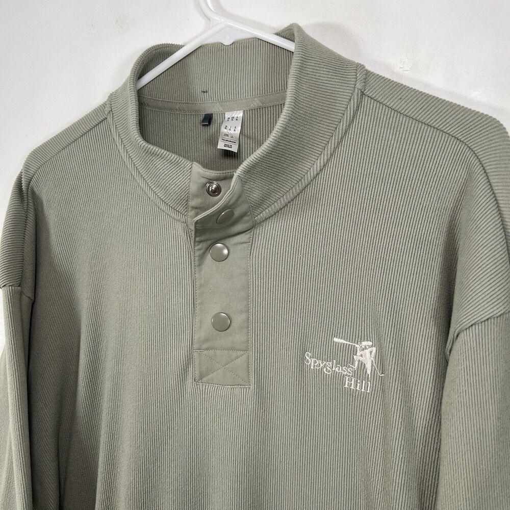 Adidas Spyglass Hill 1/4 Snap Golf Sweater Mens Size XL Green Ribbed Pullover